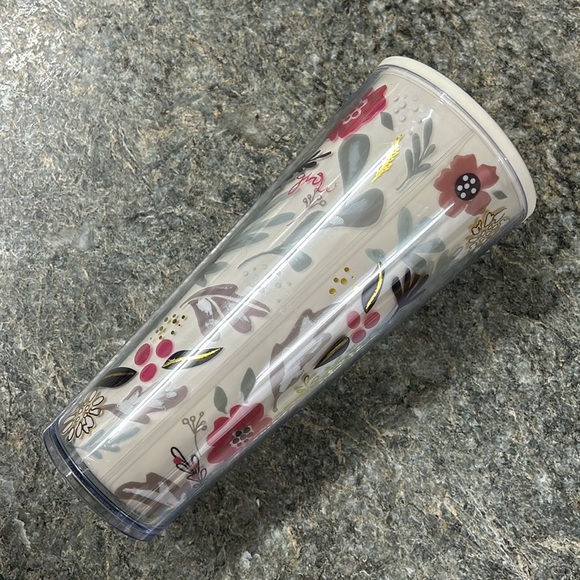 RARE 2014 Starbucks Venti Cup Tumbler Flower Pattern Plastic 24 oz 710 ml - Picture 2 of 6